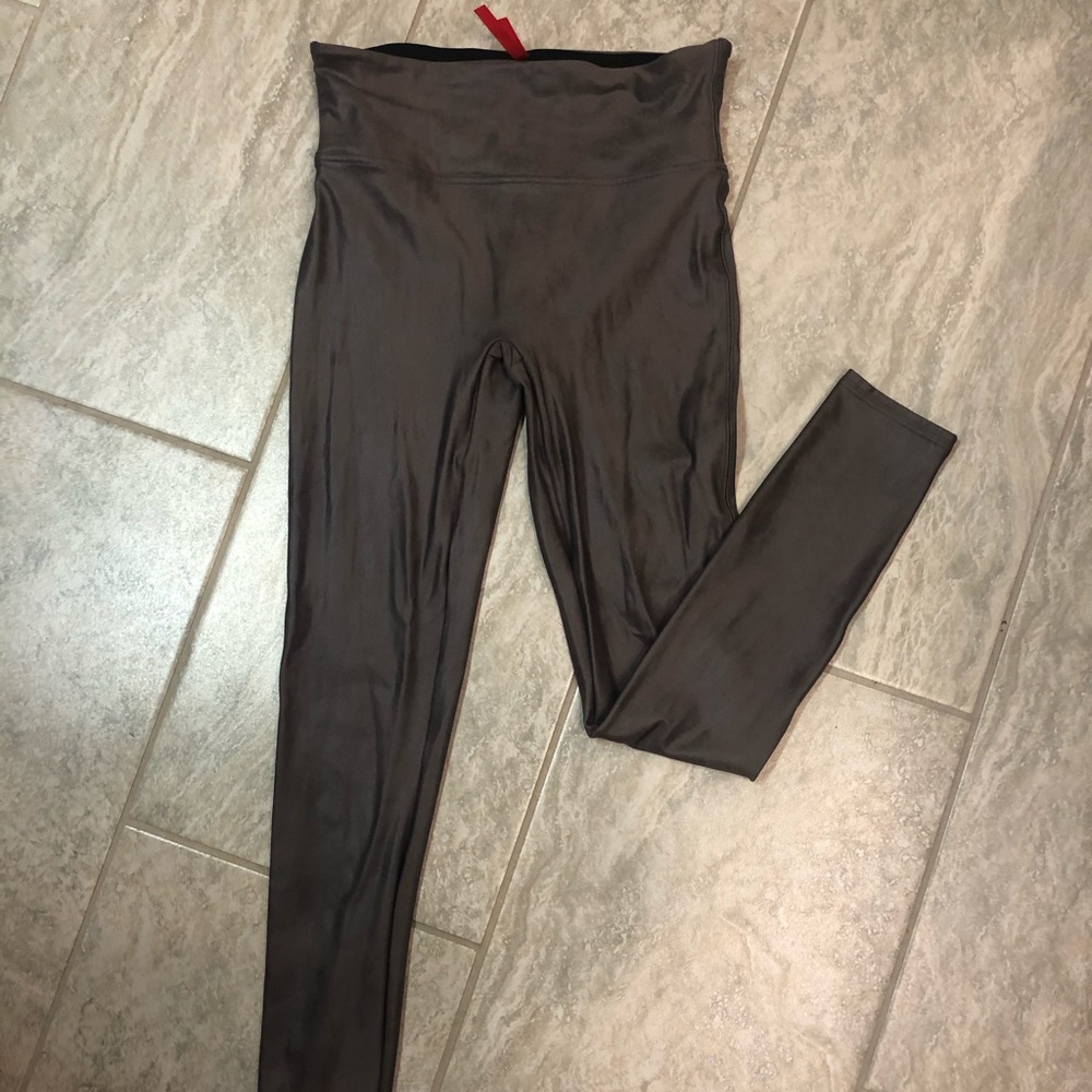 Spanx Grey Faux Leather Leggings